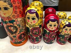 Set of 12 Hand Painted Russian Nesting Dolls