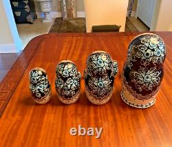 Set of 12 Russian Matryoshka Nesting Dolls Signed Hand Painted