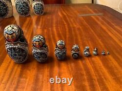 Set of 12 Russian Matryoshka Nesting Dolls Signed Hand Painted