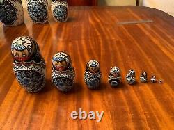 Set of 12 Russian Matryoshka Nesting Dolls Signed Hand Painted