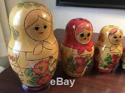 Set of 13 Big Vintage Russian Wooden Nesting Dolls, SEMENOV REGION, USSR c. 1989