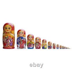 Set of 15 Cartoon Wooden Nesting Dolls 13 Inches