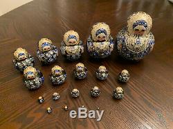 Set of 20 Nesting Russian Female Dolls Hand Painted