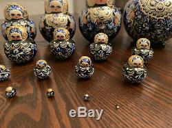 Set of 20 Nesting Russian Female Dolls Hand Painted