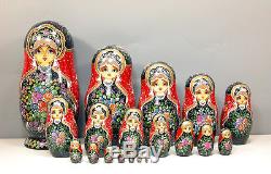 Set of 20 Russian Matryoshka Nesting Dolls Signed Made in Sergiev Posad