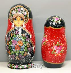 Set of 20 Russian Matryoshka Nesting Dolls Signed Made in Sergiev Posad