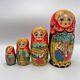 Set Of 4 Vintage Hand-painted Ukrainian Nesting Dolls, Matryoshka Stacking Dolls