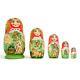 Set Of 5 Girls With Cats Wooden Russian Nesting Dolls 6.5 Inches