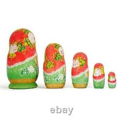 Set of 5 Girls with Cats Wooden Russian Nesting Dolls 6.5 Inches
