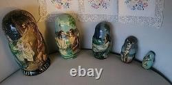Set of 5 Life Scenes of Jesus Nesting Dolls Matryoshka-signed By Artist. Russian