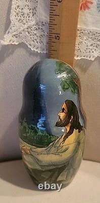 Set of 5 Life Scenes of Jesus Nesting Dolls Matryoshka-signed By Artist. Russian