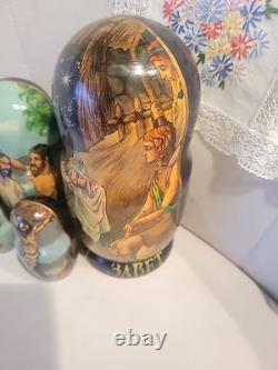 Set of 5 Life Scenes of Jesus Nesting Dolls Matryoshka-signed By Artist. Russian