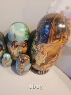 Set of 5 Life Scenes of Jesus Nesting Dolls Matryoshka-signed By Artist. Russian