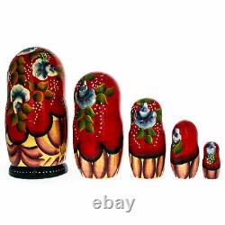 Set of 5 Little Red Riding Hood Wooden Matryoshka Russian Nesting Dolls 7 Inches