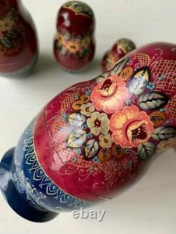 Set of 5 Russian Fairytale Princess Painted Matryoshka Nesting Dolls Signed