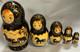 Set Of 5 Vintage Russian Hand Painted Matryoshka Nesting Dolls Signed By Artist