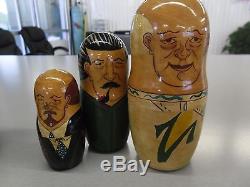 Set of 6 Authentic Russian Presidents Matryoshka Dolls From the 1980's 11-Tall