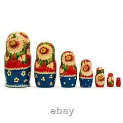 Set of 7 Kolobok Russian Fairy Tale Wooden Nesting Dolls 8.5 Inches