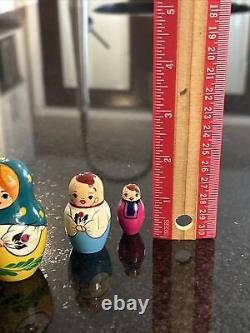 Set of 7 Russian Family Nesting Dolls Matryoshka Stacking Signed