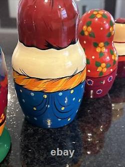 Set of 7 Russian Family Nesting Dolls Matryoshka Stacking Signed