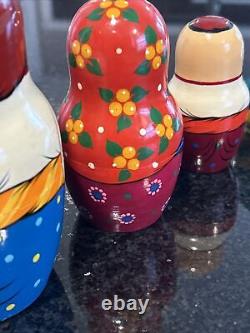 Set of 7 Russian Family Nesting Dolls Matryoshka Stacking Signed