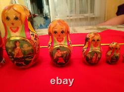 Set of nesting dolls hand painted (7 pcs) Matryoshka set