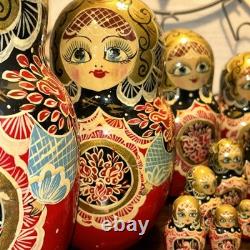 Signed 14 Pce Russian Hand Painted Matryoshka Nesting Doll Incomplete