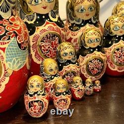Signed 14 Pce Russian Hand Painted Matryoshka Nesting Doll Incomplete