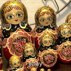 Signed 14 Pce Russian Hand Painted Matryoshka Nesting Doll Incomplete
