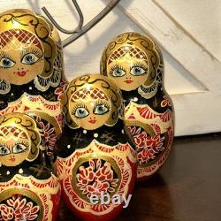 Signed 14 Pce Russian Hand Painted Matryoshka Nesting Doll Incomplete