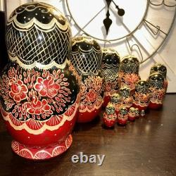 Signed 14 Pce Russian Hand Painted Matryoshka Nesting Doll Incomplete