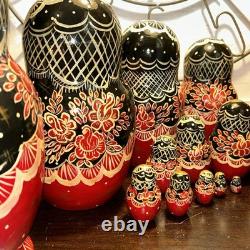 Signed 14 Pce Russian Hand Painted Matryoshka Nesting Doll Incomplete