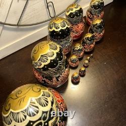 Signed 14 Pce Russian Hand Painted Matryoshka Nesting Doll Incomplete