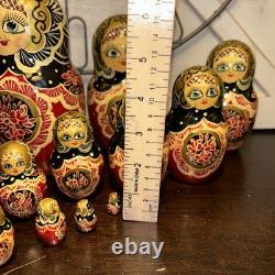 Signed 14 Pce Russian Hand Painted Matryoshka Nesting Doll Incomplete