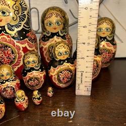Signed 14 Pce Russian Hand Painted Matryoshka Nesting Doll Incomplete