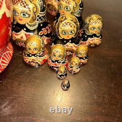 Signed 14 Pce Russian Hand Painted Matryoshka Nesting Doll Incomplete