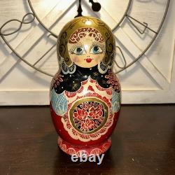 Signed 14 Pce Russian Hand Painted Matryoshka Nesting Doll Incomplete
