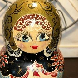 Signed 14 Pce Russian Hand Painted Matryoshka Nesting Doll Incomplete