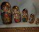 Signed Antique Matryoshka Russian Nesting Dolls Wood Burned 22k Gold Hand Paint