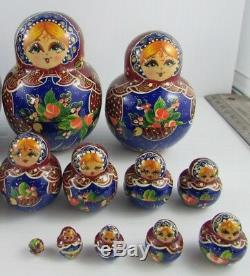 Signed Beautiful set of Hand painted 17 Russian Nesting Dolls (Ceprueb Nocag)