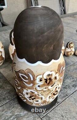 Signed Hand Painted Wooden Poccur Matryoshka 10-Piece Russian Nesting Dolls