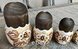 Signed Hand Painted Wooden Poccur Matryoshka 10-Piece Russian Nesting Dolls