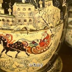 Signed Handmade Matryoshka Santa Winter Wonderland Nesting Doll 5 Pce