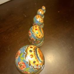 Signed Handmade Matryoshka Santa Winter Wonderland Nesting Doll 5 Pce