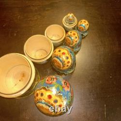 Signed Handmade Matryoshka Santa Winter Wonderland Nesting Doll 5 Pce