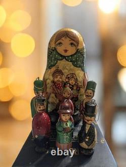 Signed Russian Nesting Dolls from Russia Babushka Signed Hand Painted 7 Dolls