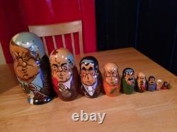 Signed Vintage Russian Leader Nesting Dolls (10)
