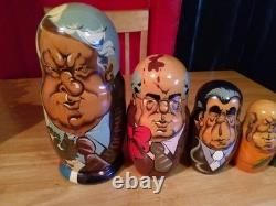 Signed Vintage Russian Leader Nesting Dolls (10)