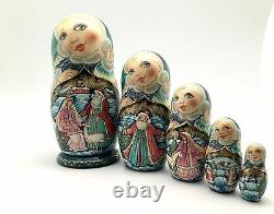 Snegurochka / Snow Maiden Russian Christmas Nesting Doll Hand Painted Signed