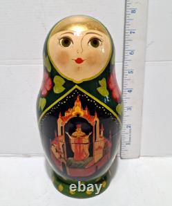 Stacking Traditional Wood Russian Matryoshka Nesting Dolls Set of 9 Signed 13